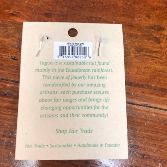 Red and black Tagua Nut Earrings - Picture 4 of 5